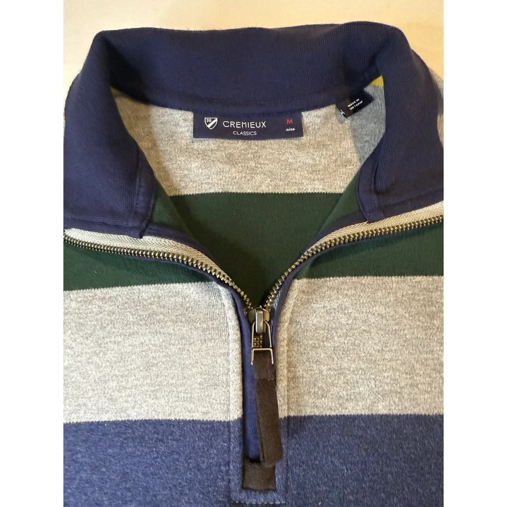 Cremieux Classics Men's Quarter Zip‎ Pullover | Striped Knit | Size M